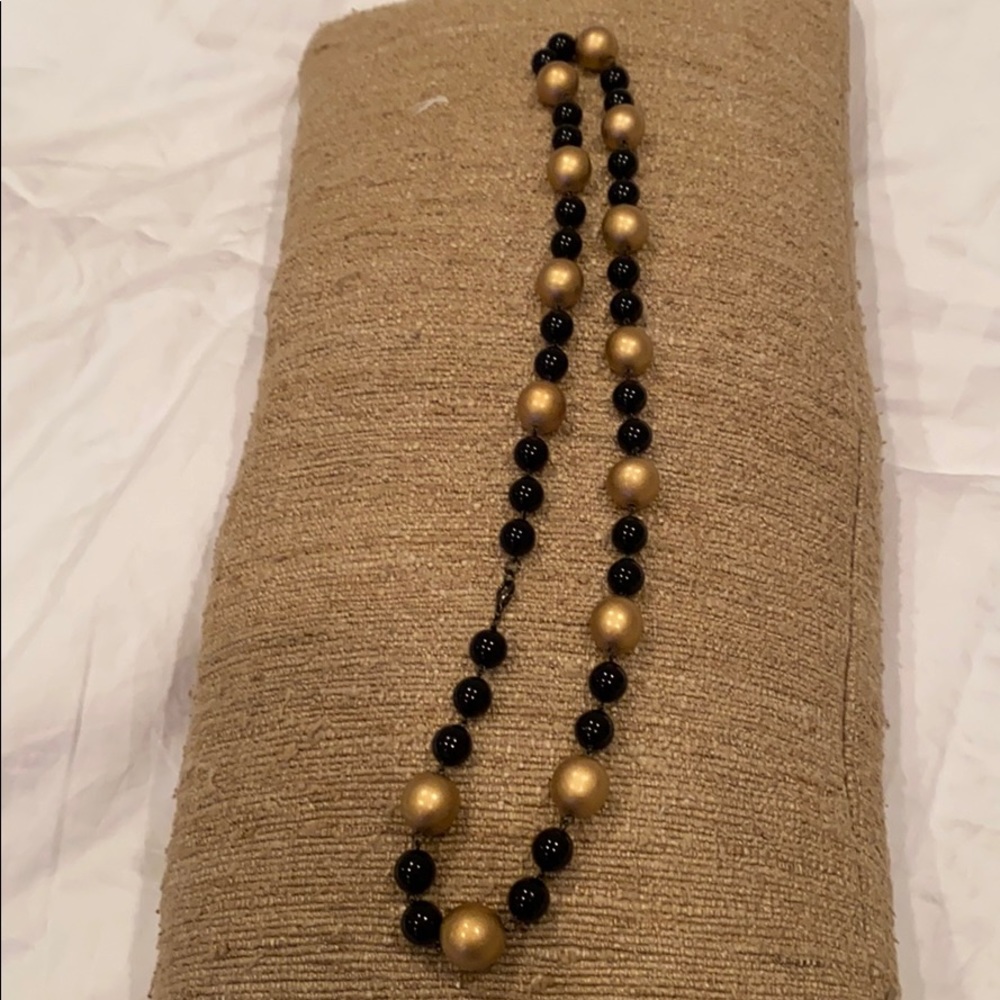 34 “ black & gold beaded necklace